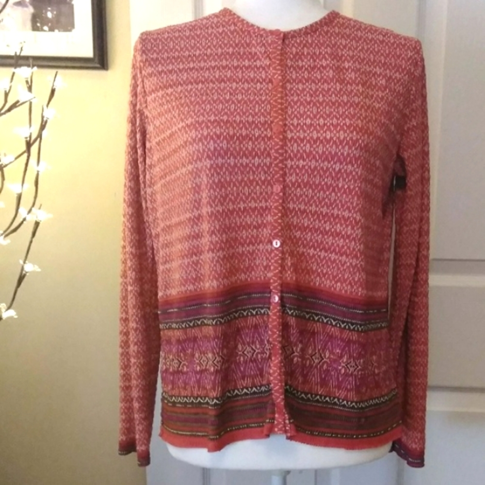 PLEAT PLEAT by RAFAEL print cadigan. Small